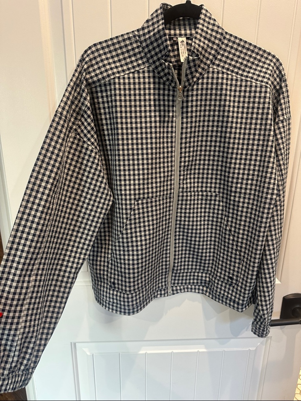 adidas Navy and White Gingham Utility Jacket